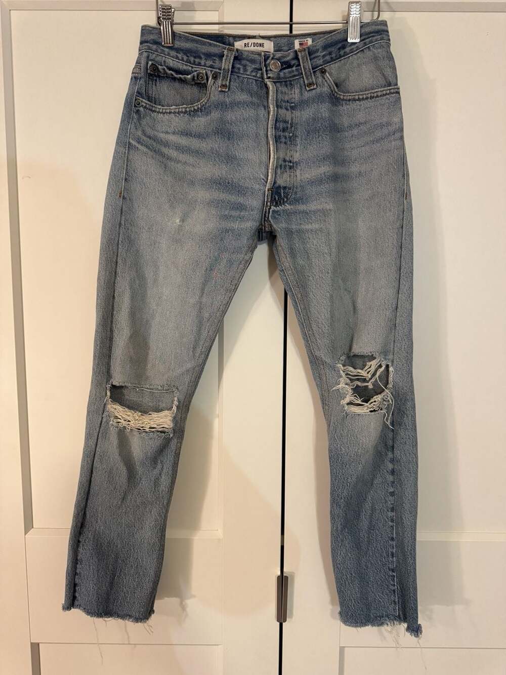 RE/DONE Levi's High-Rise 501 Distressed Raw Hem Button Fly Jeans